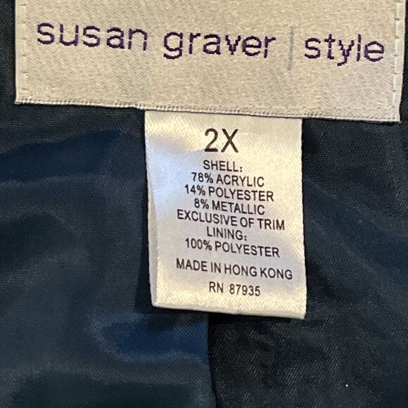 NWOT Susan Graver  Blazer Green Tweed Multicolored Blazer Suit Size 2X - Picture 10 of 11